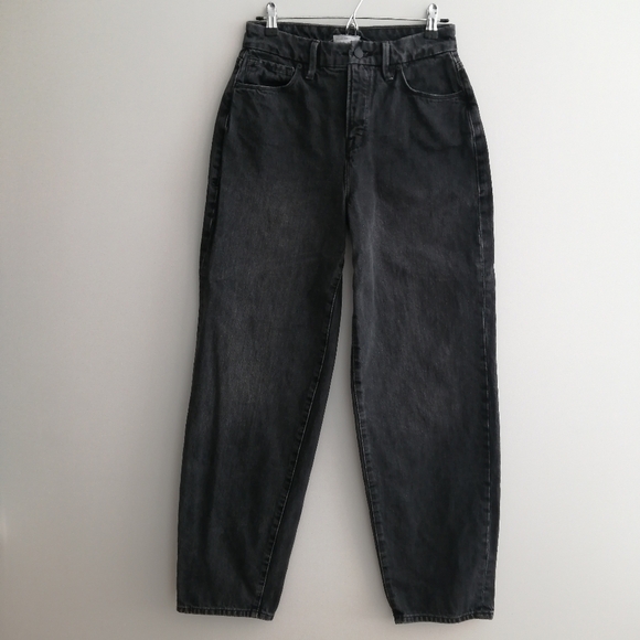 Good American 90s Loose Fit Straight Leg Trouser Jeans Black191 Size 26 (2) - Picture 2 of 14